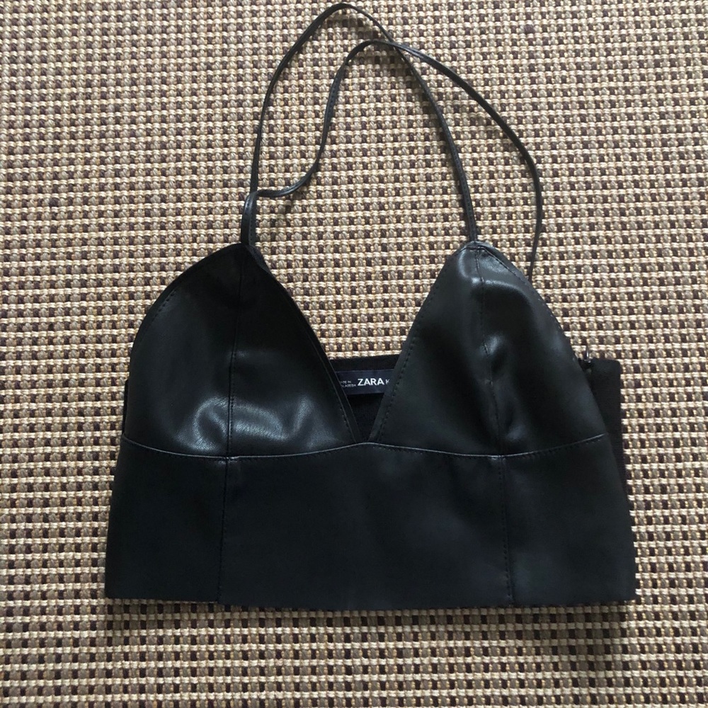 Zara faux leather bra top